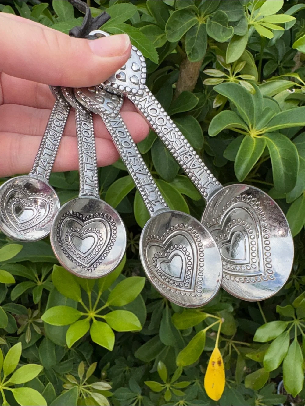 Silver Heart-Themed Measuring Spoon Set